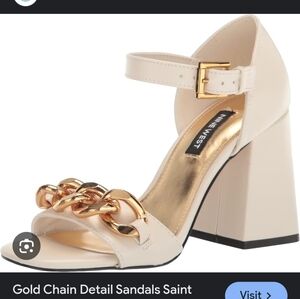 Nine West Cream Heels with Gold Chain Detail